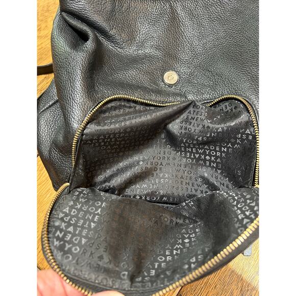 Kate Spade NY Remington Black Pebbled Leather SOFT Backpack Brass Hardware read main image 9